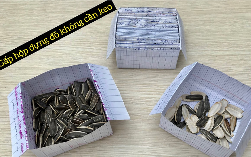 cách gấp hộp giấy đựng rác